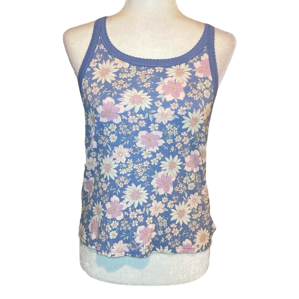 American Eagle Outfitters Blue Fitted Sleeveless Tank Top